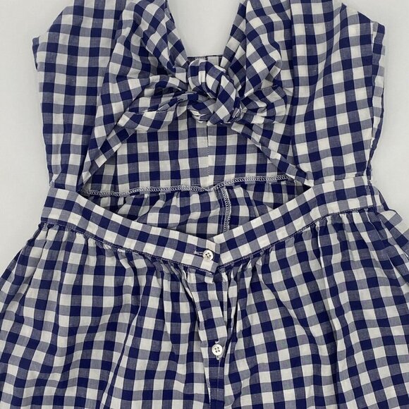 Zara Size Small Blue White Gingham Check Cut Out Midi Dress - Picture 7 of 12